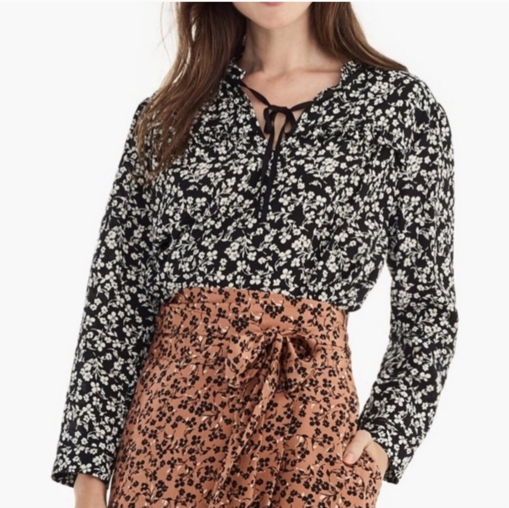 J Crew Point Sur Silk Popover Blossom Blouse Small New